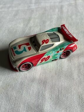 Disney Die-Cast Kids Race Car Toy – White, Red & Teal Number 90
